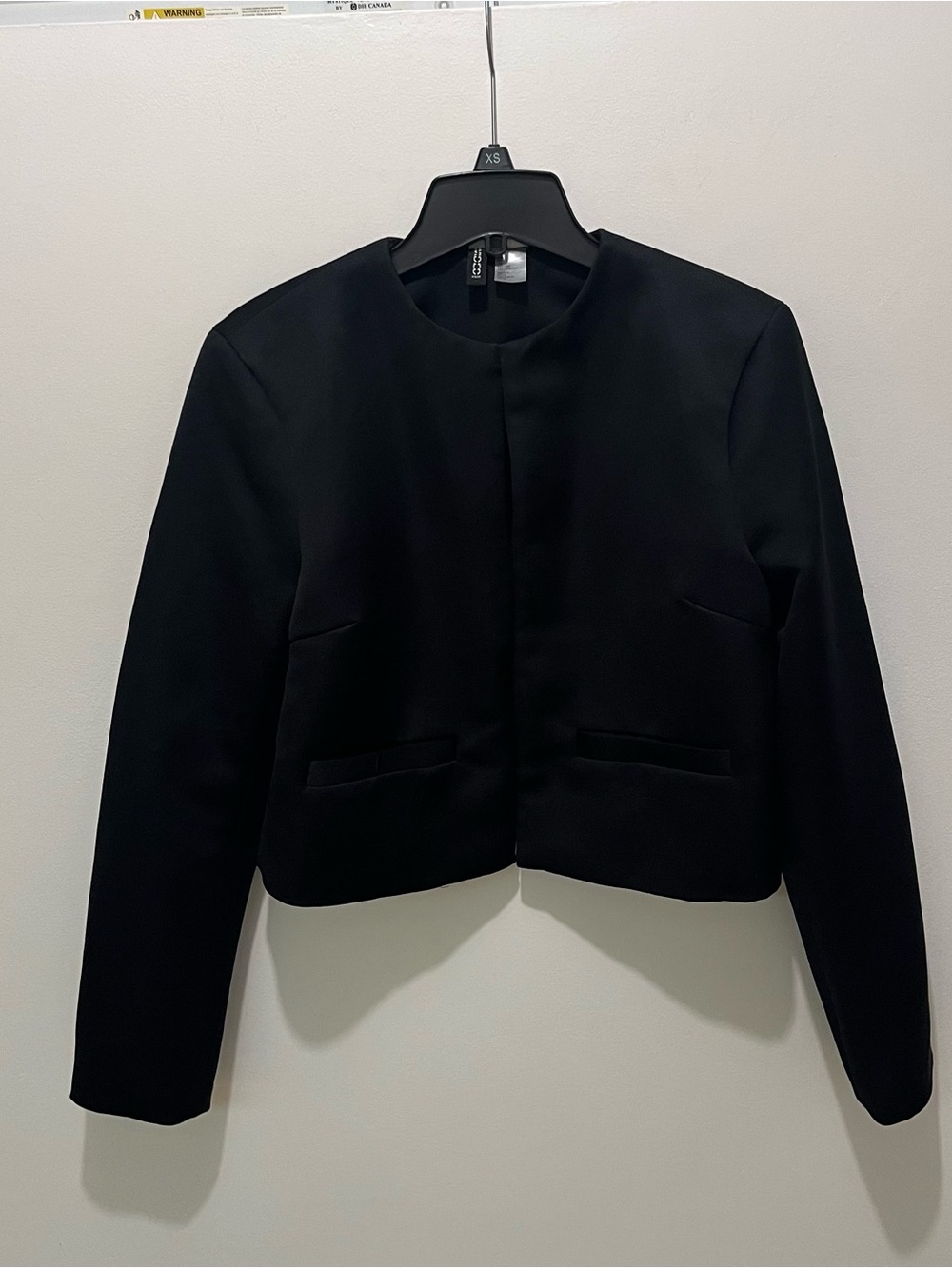 Women's Black Cropped Blazer - 3 Hidden Hook Closure
